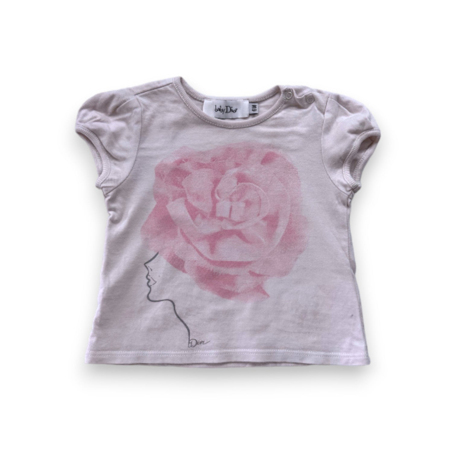 BABY DIOR - T-shirt à maches courtes blanc avec imprimé - 6 mois