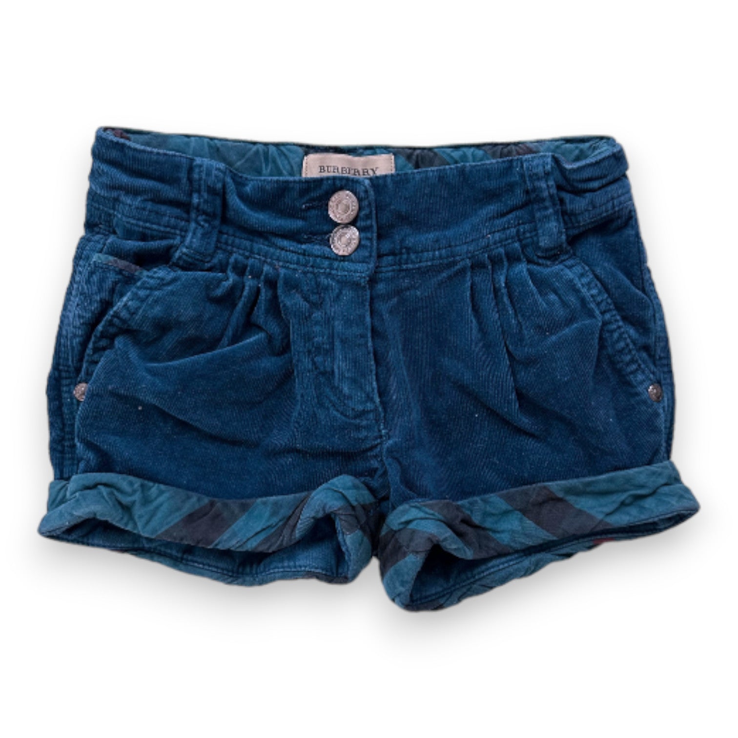 BURBERRY - Short bleu en velours - 2 ans