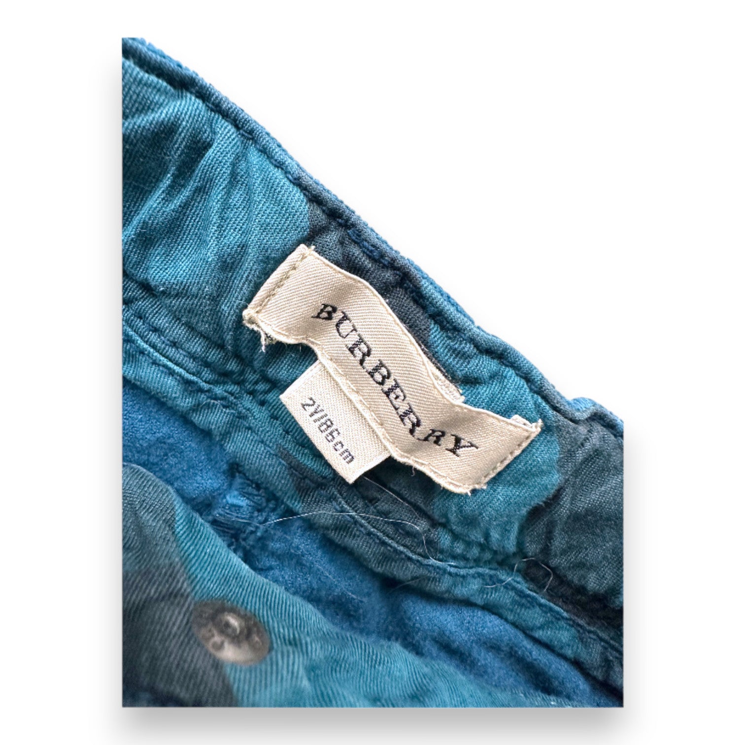 BURBERRY - Short bleu en velours - 2 ans