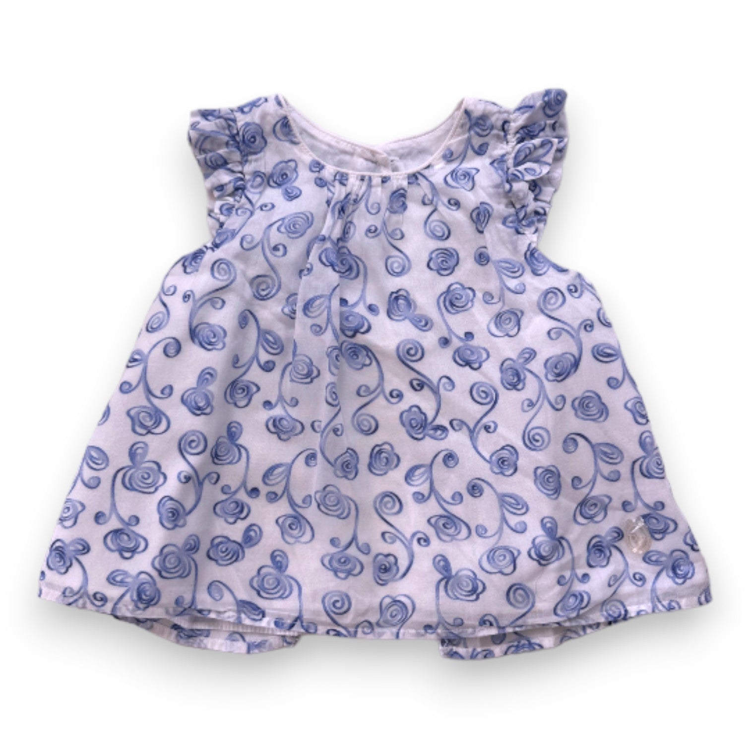 BABY DIOR - Robe blanche à motifs bleus - 18 mois