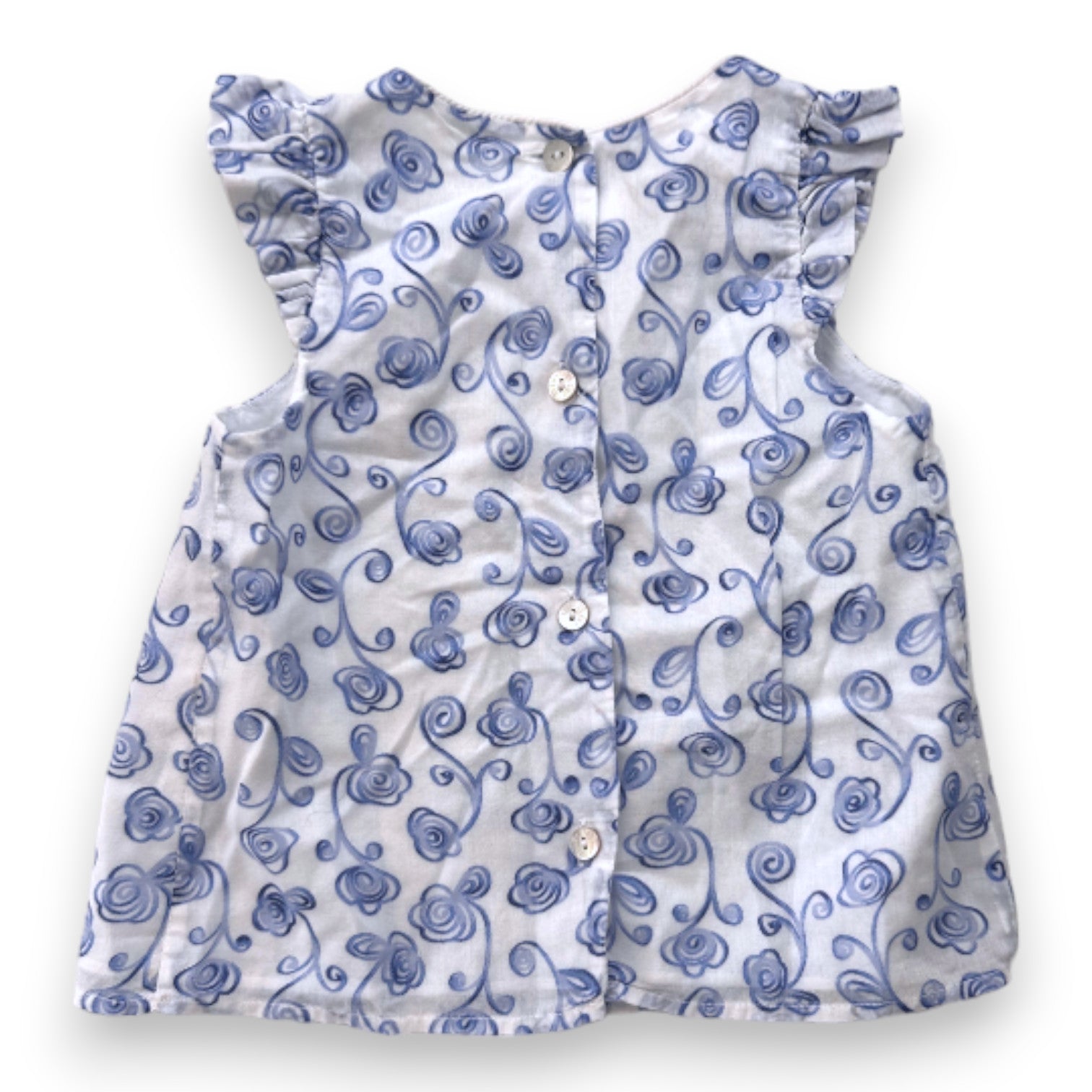 BABY DIOR - Robe blanche à motifs bleus - 18 mois