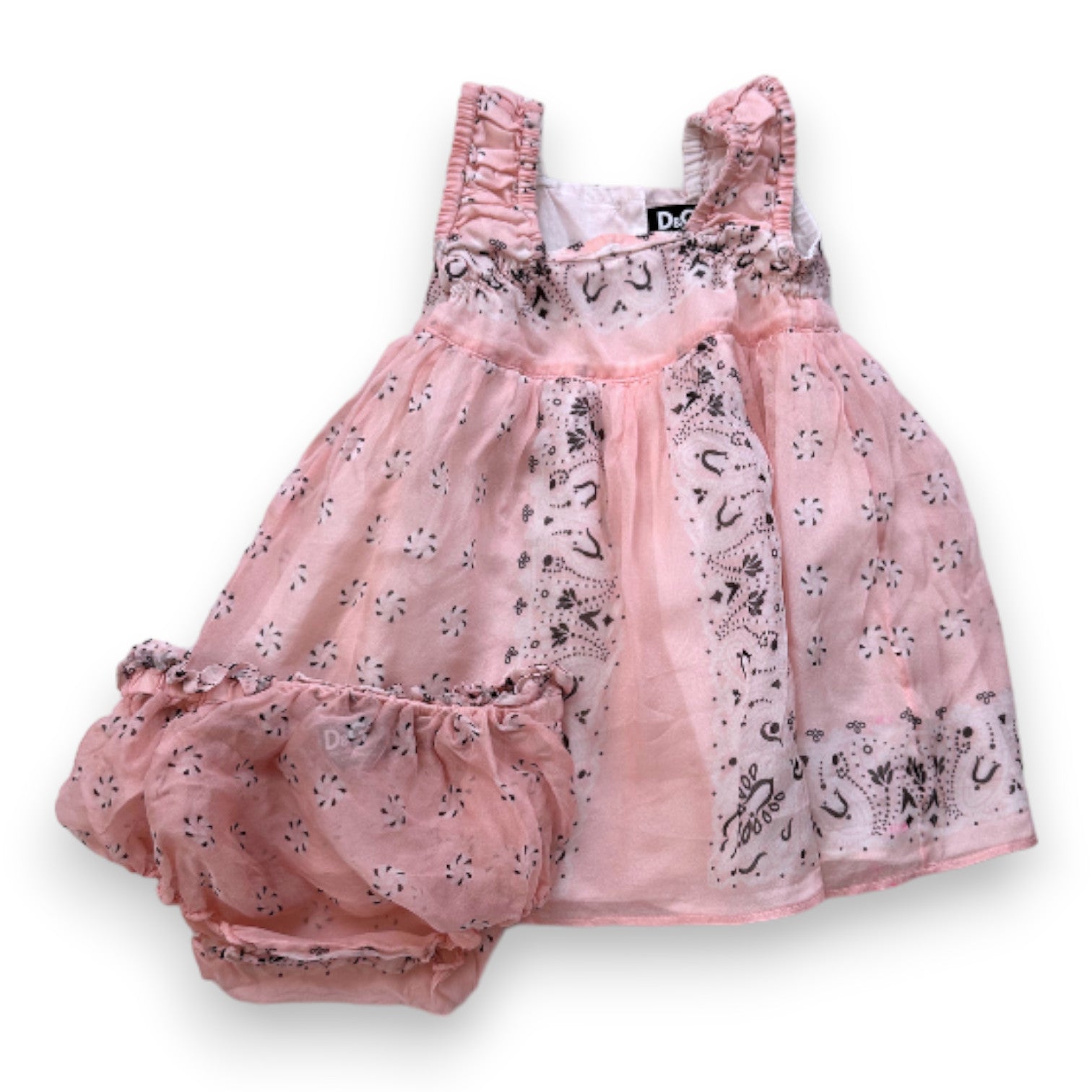 DOLCE & GABBANA - Robe rose avec motifs en soie - 6 mois