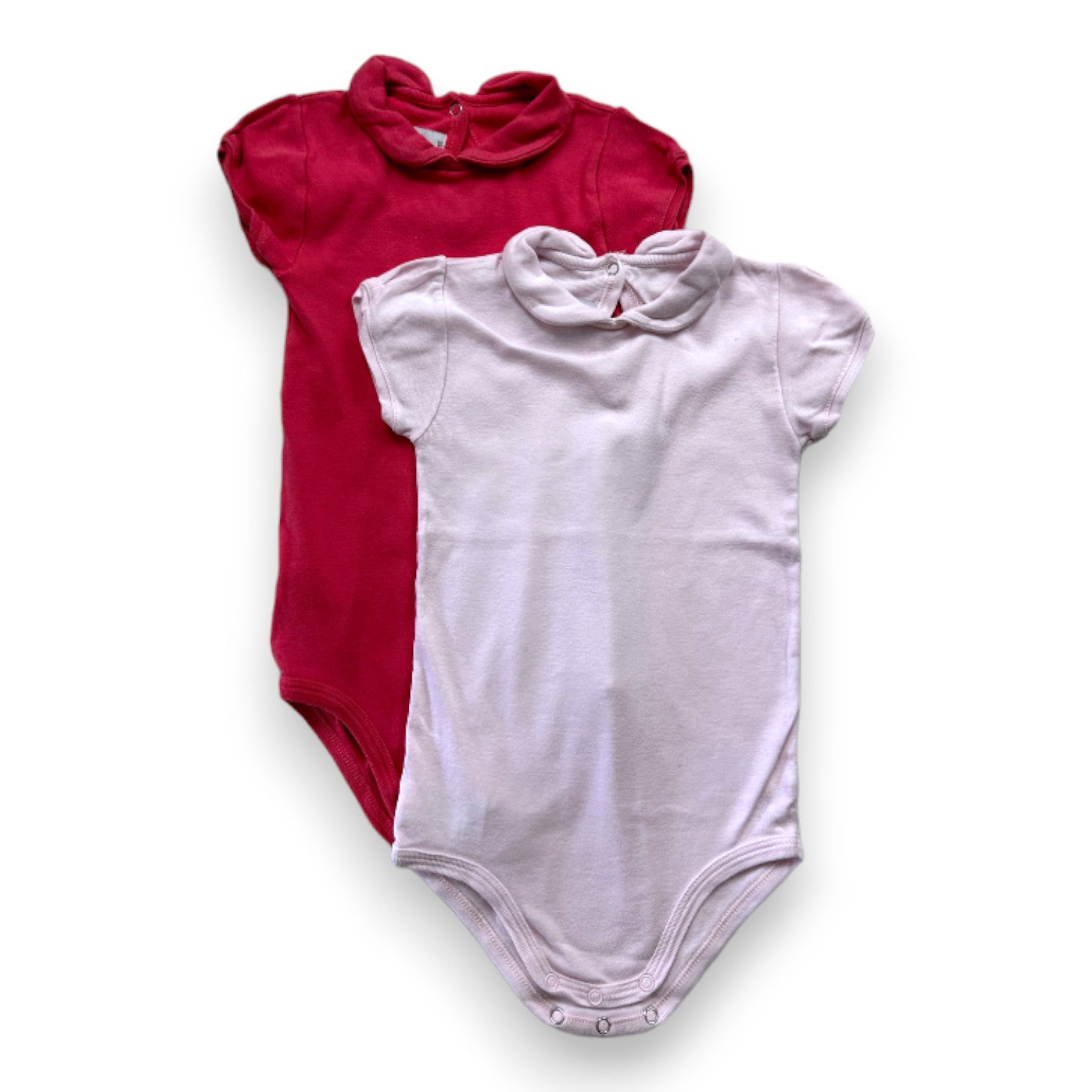 PETIT BATEAU - Lot de 2 bodies roses à manches longues - 2 ans