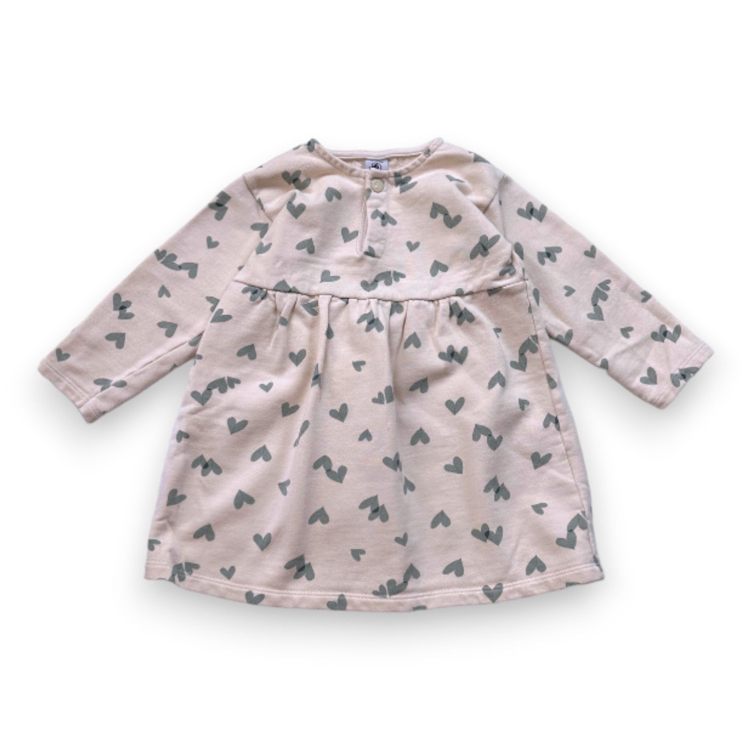 PETIT BATEAU - Robe beige à coeurs - 3 ans