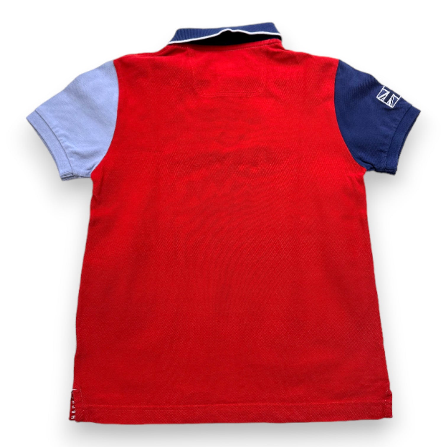 HACKETT - Polo à manches courtes gris bleu et rouge avec broderies - 11 ans