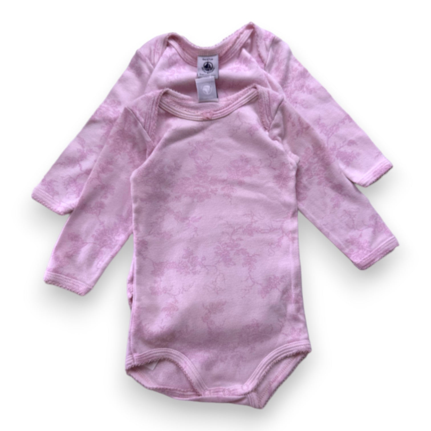 PETIT BATEAU - Lot de 2 bodies roses avec imprimés - 6 mois