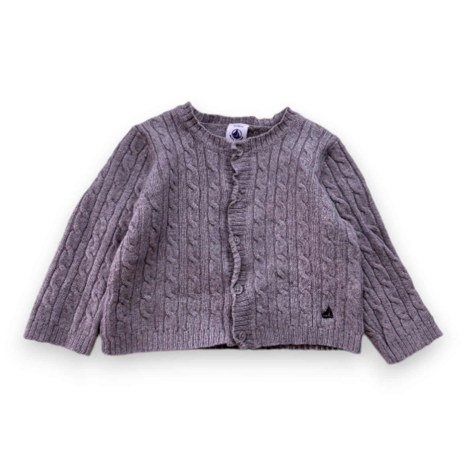 PETIT BATEAU - Cardigan gris en laine - 18 mois