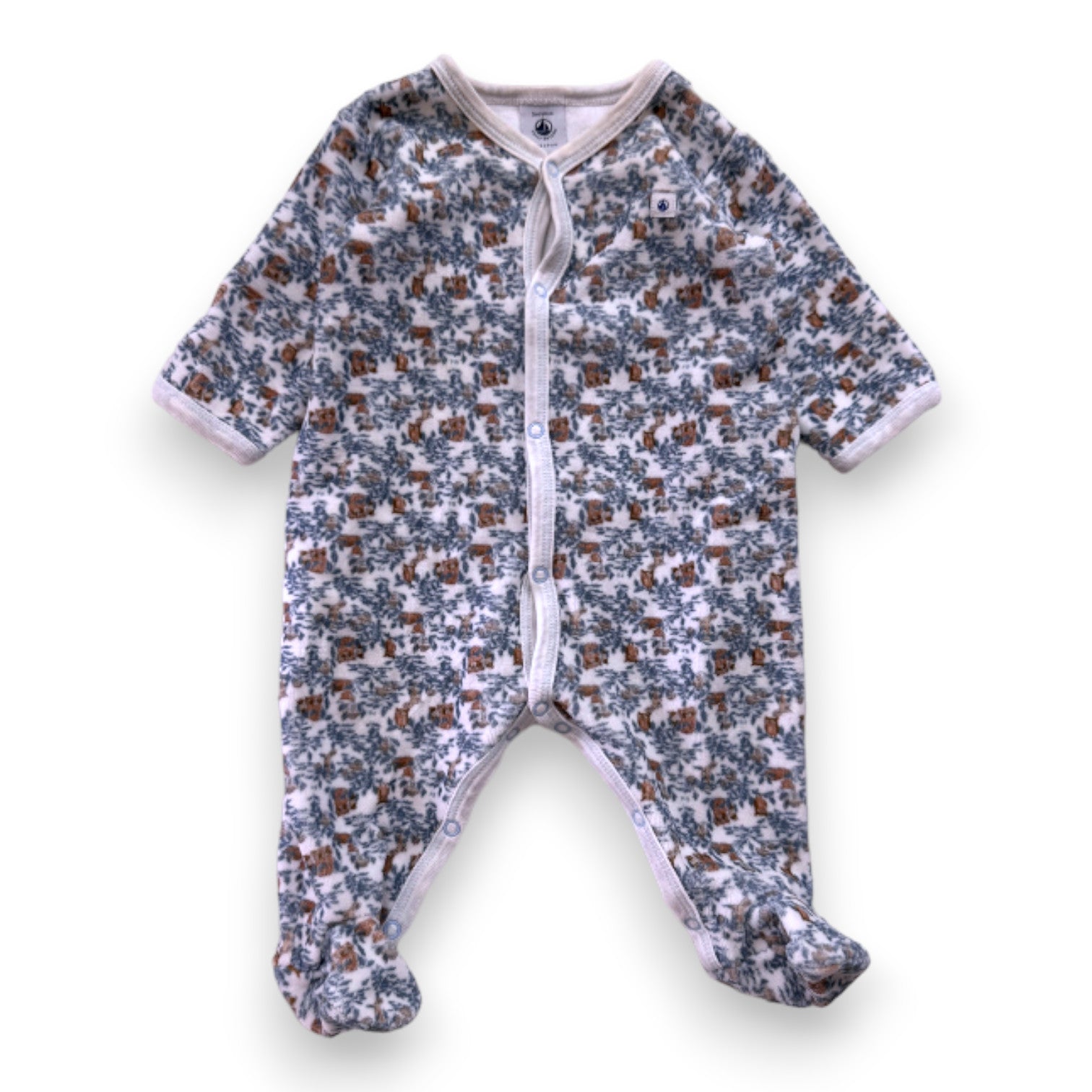 PETIT BATEAU - Pyjama blanc avec imprimés - 3 mois