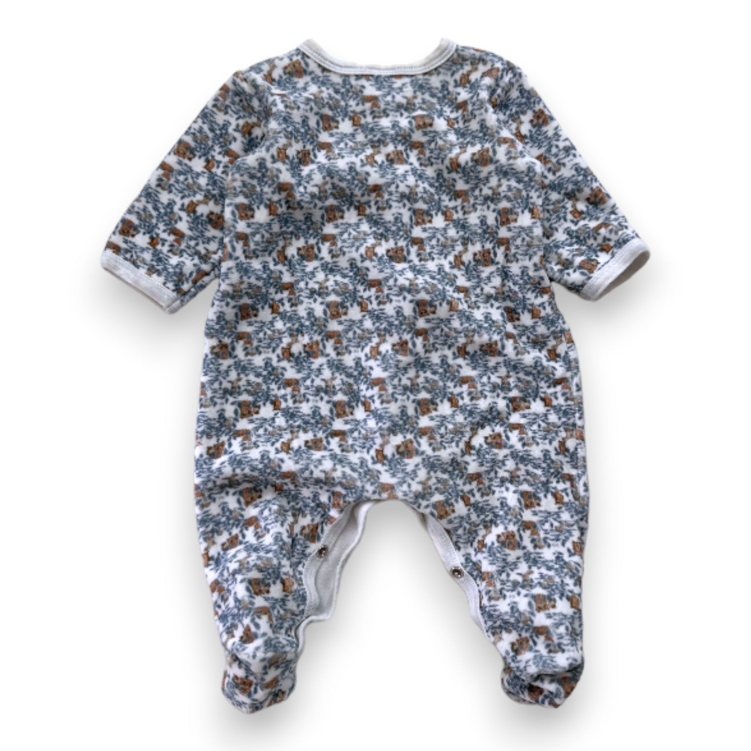 PETIT BATEAU - Pyjama blanc avec imprimés - 3 mois