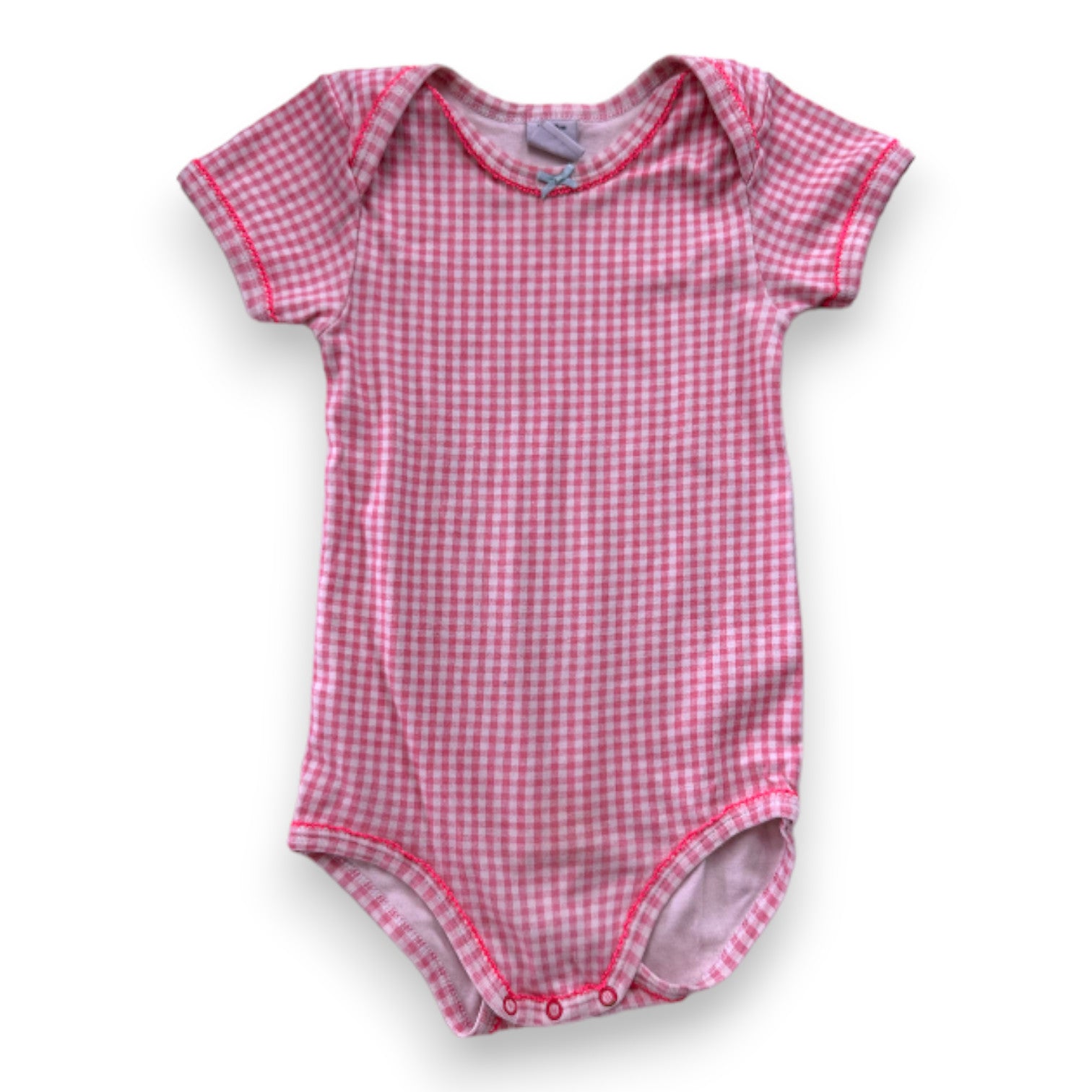 PETIT BATEAU - Body rose à manches courtes vichy - 3 ans