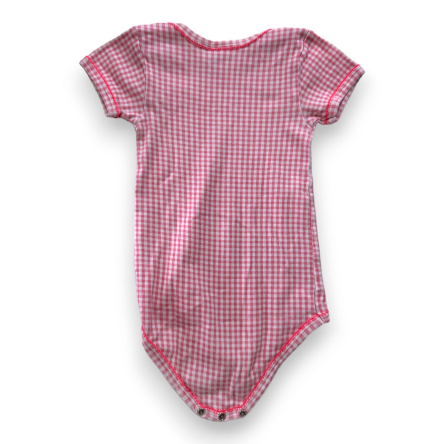 PETIT BATEAU - Body rose à manches courtes vichy - 3 ans