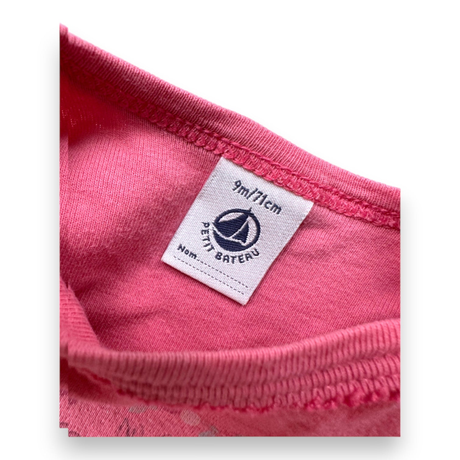 PETIT BATEAU - Body à manches longues rose avec imprimé - 9 mois