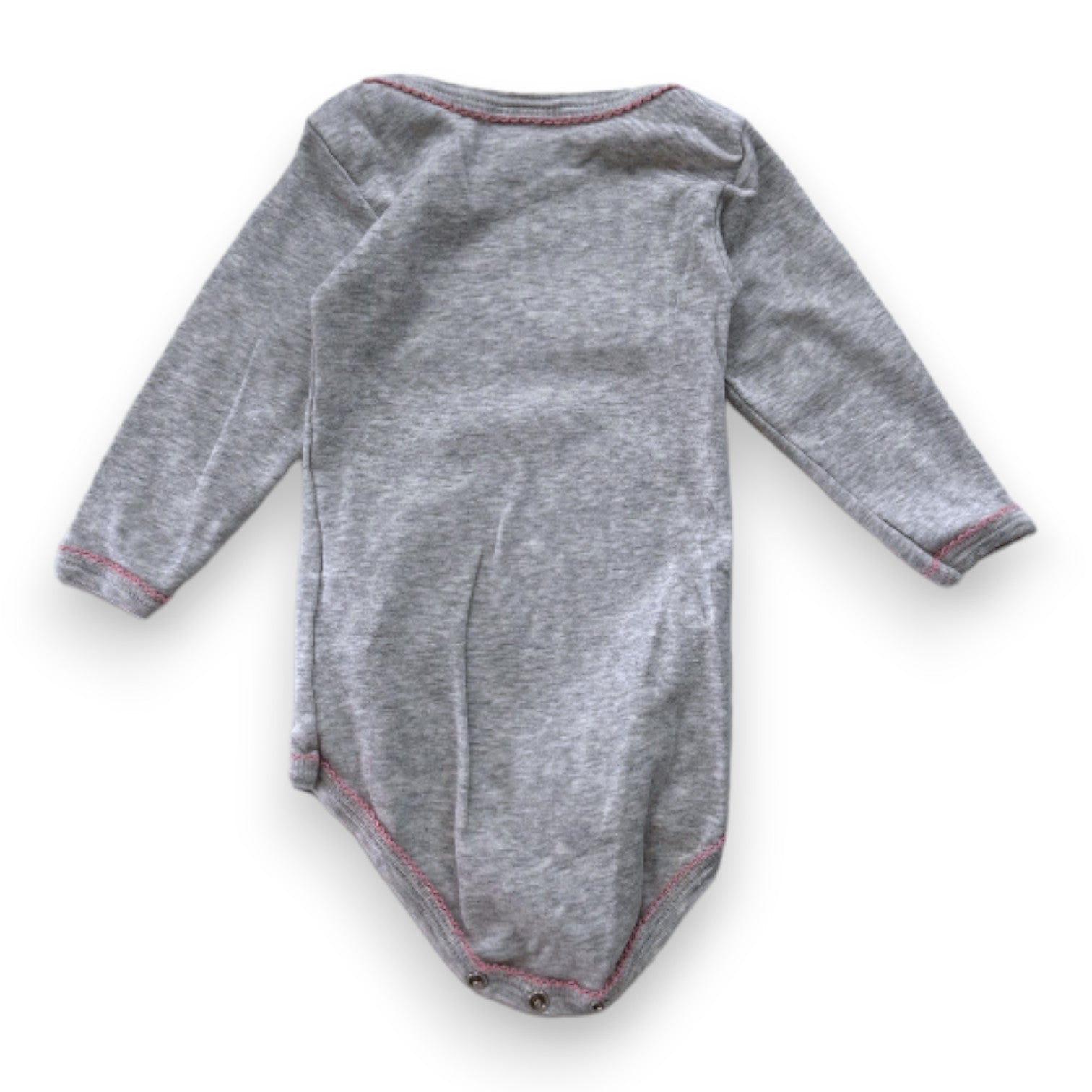 PETIT BATEAU - Body gris à manches longues avec imprimé - 6 mois