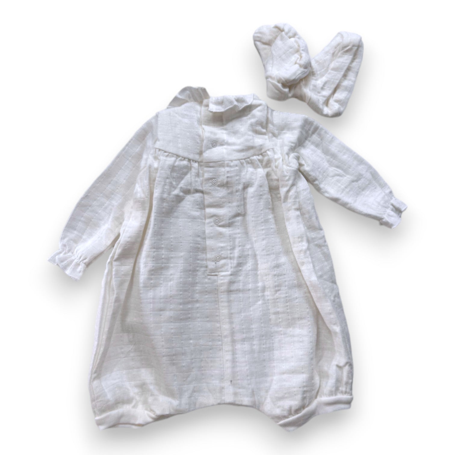 PETIT BATEAU - Barboteuse blanc avec chaussons neuve - 12 mois