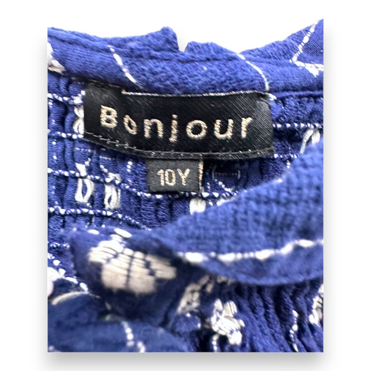 BONJOUR - Robe bleu marine à fleurs blanches - 10 ans