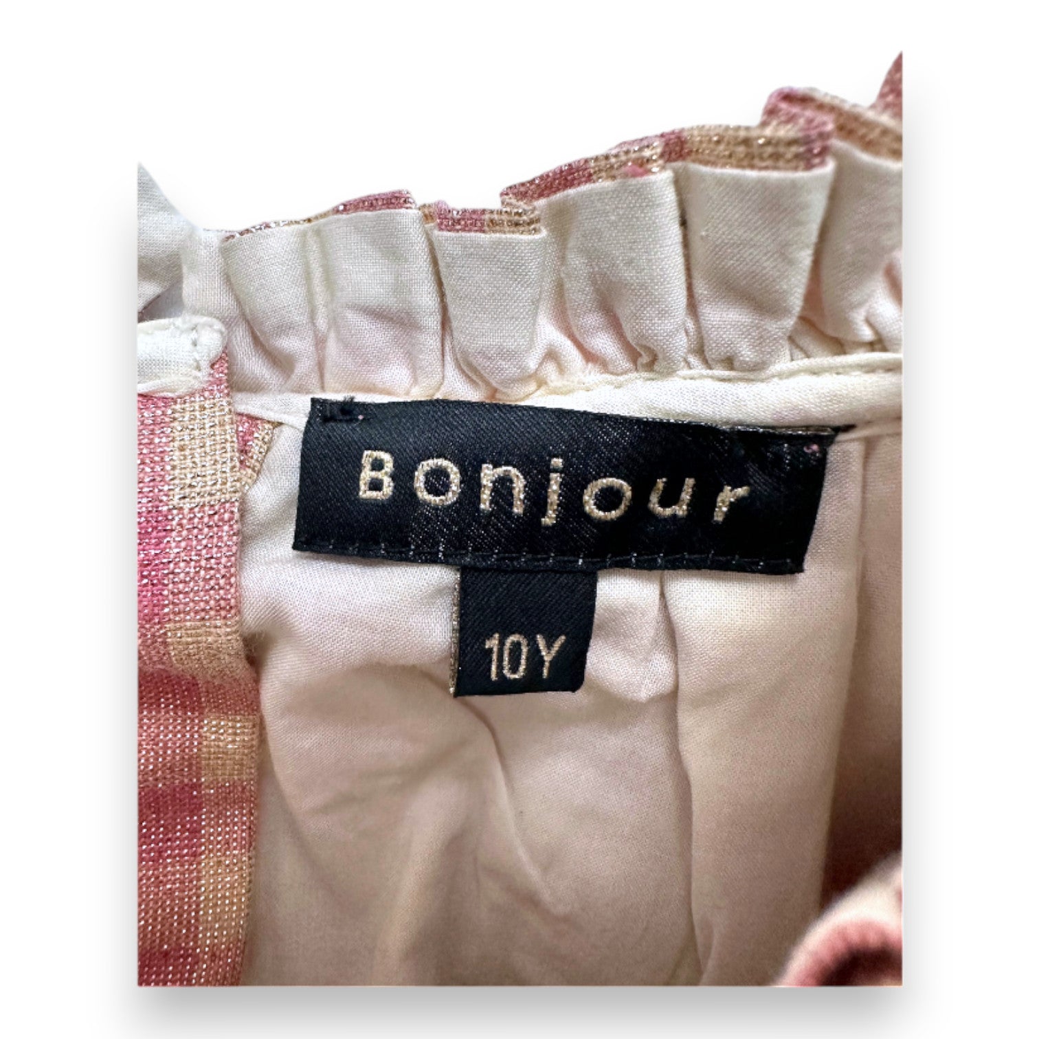 BONJOUR - Robe rose et doré avec broderies - 10 ans