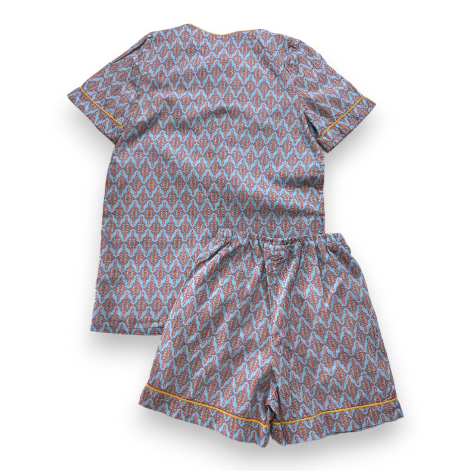 BABYCHI - Ensemble de pyjama short et chemise bleu et orange à motifs - 10 ans