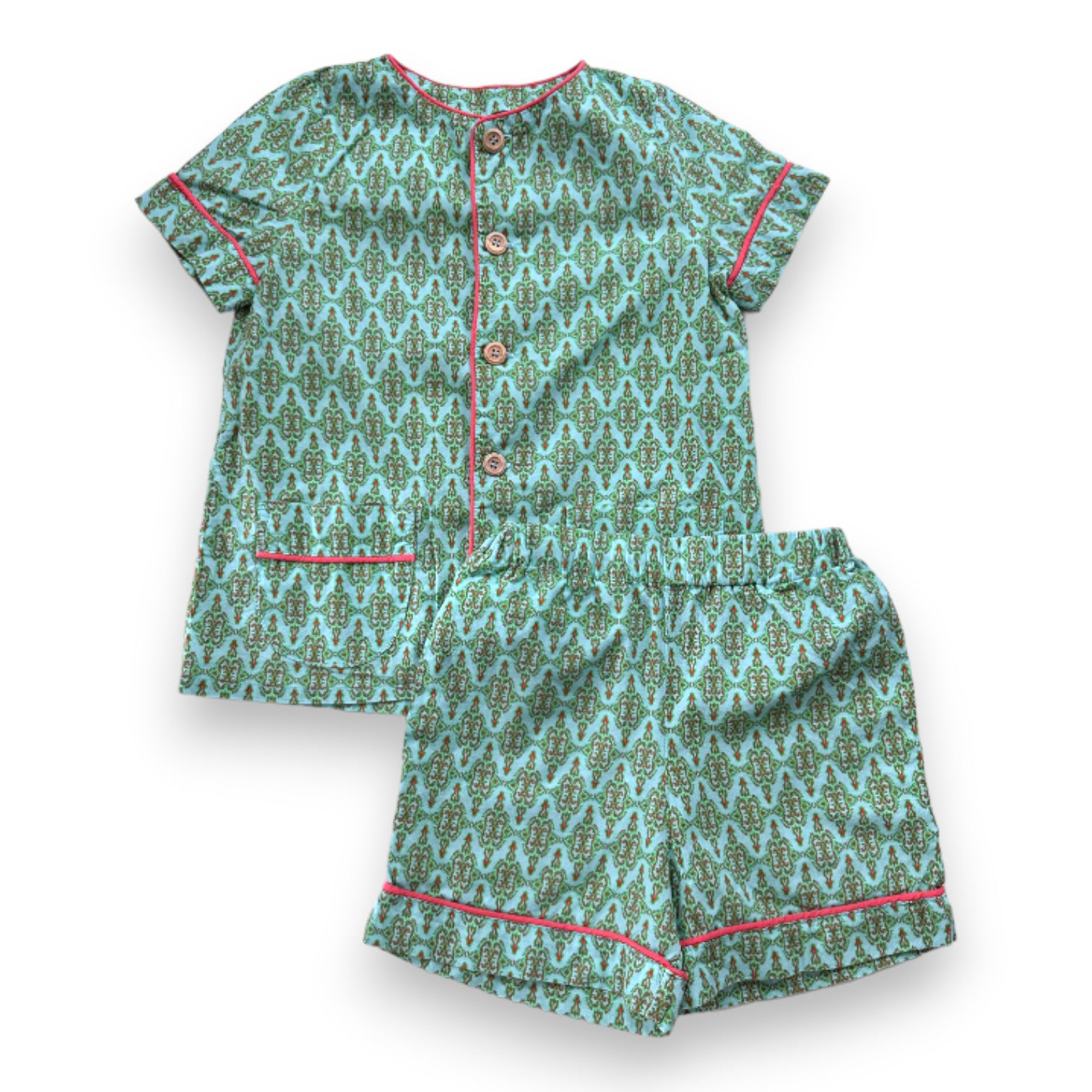 BABYCHI - Ensemble de pyjama chemise et short vert - 4 ans