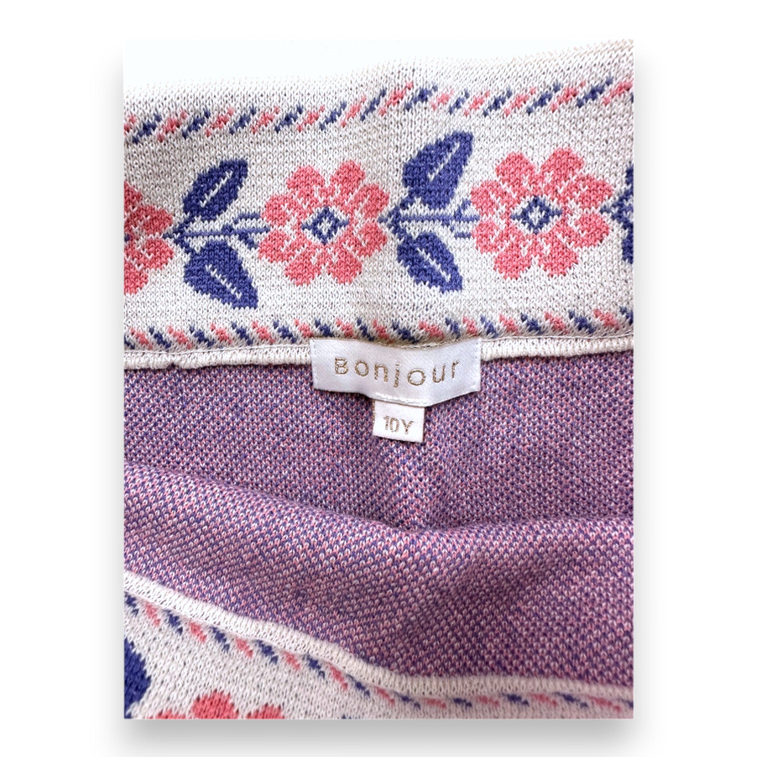 BONJOUR - Short beige à fleurs roses et bleus - 10 ans