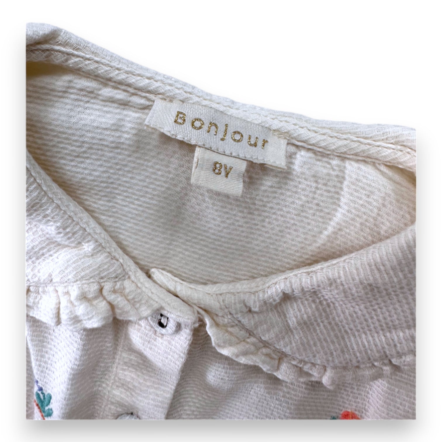 BONJOUR - Chemise blanche avec broderies - 8 ans