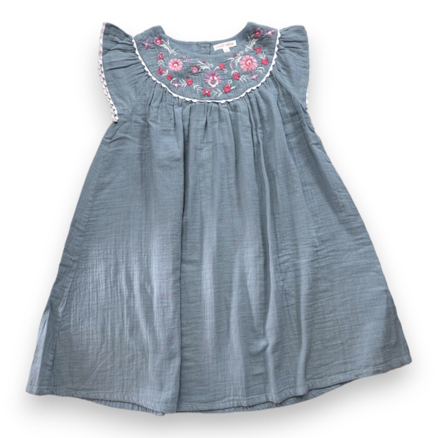 LOUISE MISHA - Robe bleue avec broderies - 10 ans