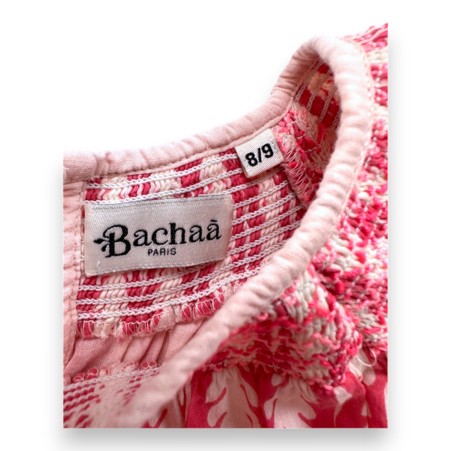 BACHAA - Robe beige à motifs roses et broderies - 8 ans