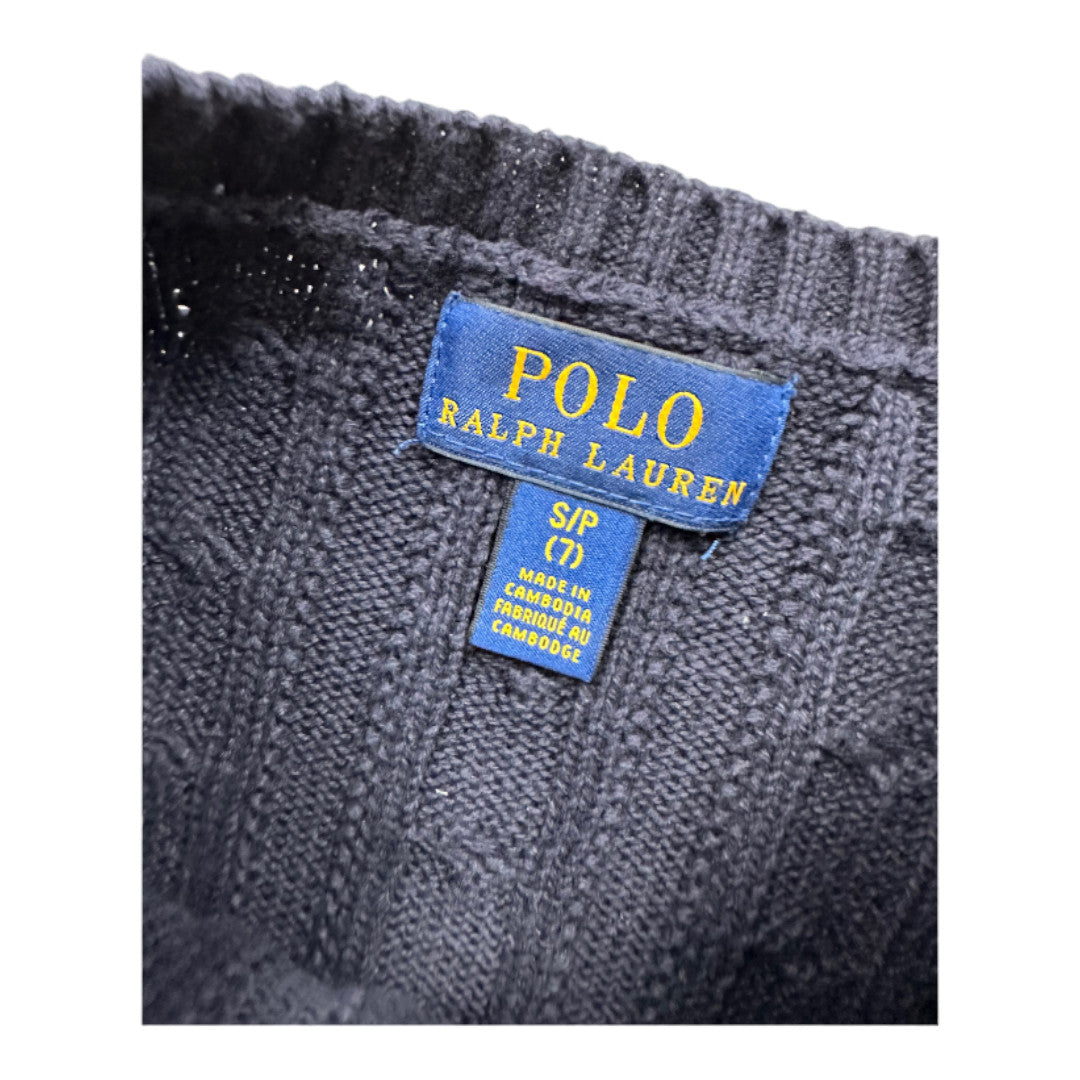 RALPH LAUREN - Pull bleu marine - 7 ans