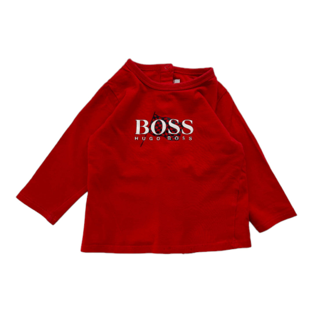 HUGO BOSS - T-shirt à manches longues rouge - 12 mois