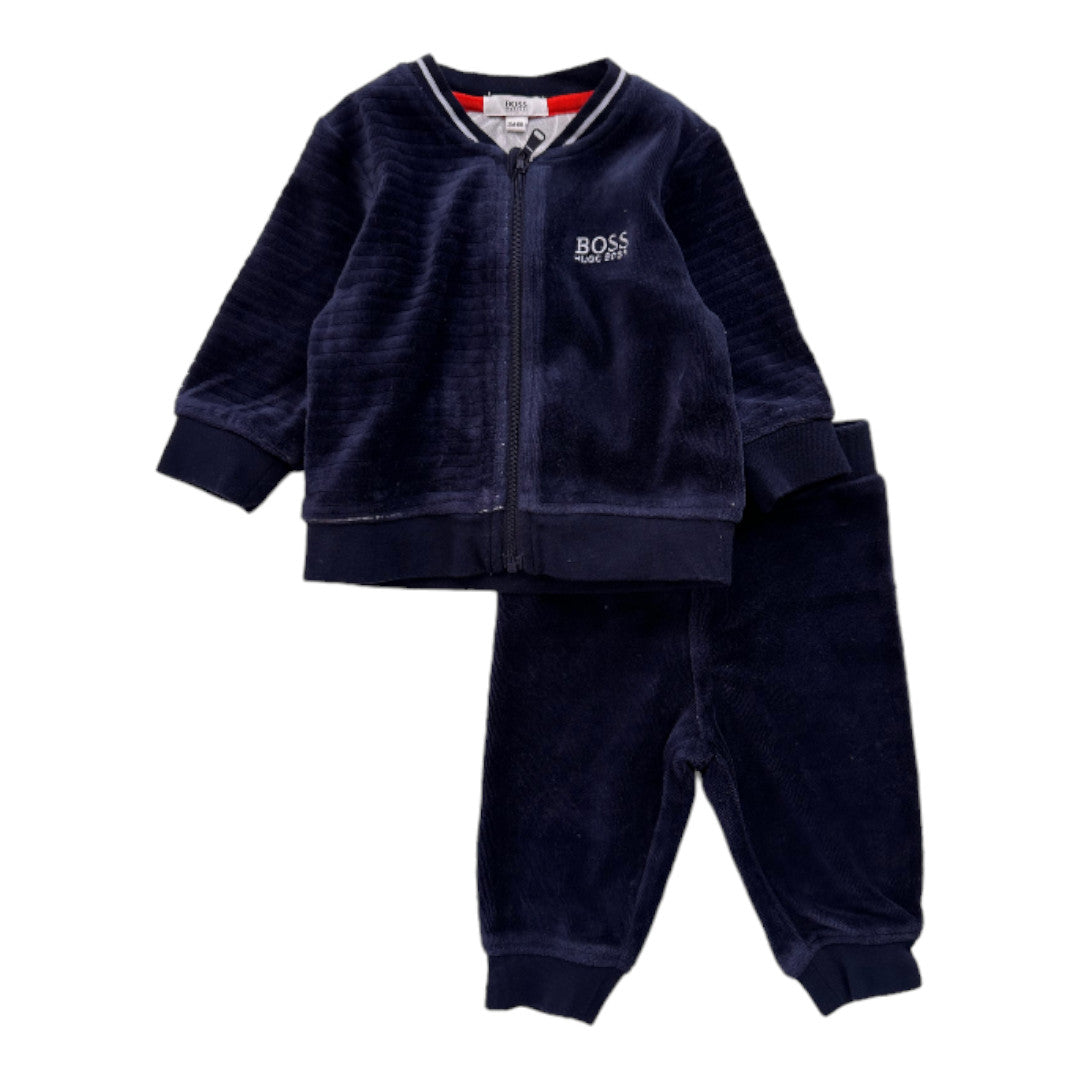 HUGO BOSS - Ensemble de jogging bleu marine en velours - 3 mois