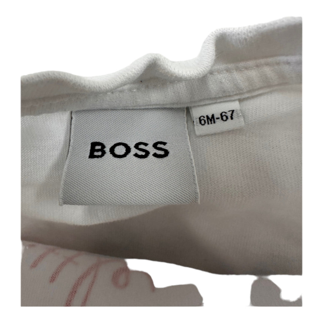 HUGO BOSS - T-shirt à manches longues blanc avec imprimé - 6 mois