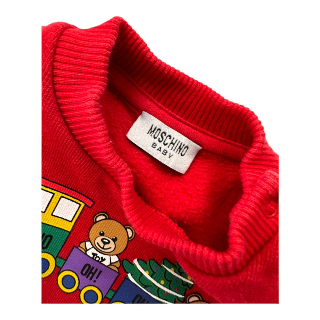 MOSCHINO - Sweat rouge avec imprimés - 9 mois