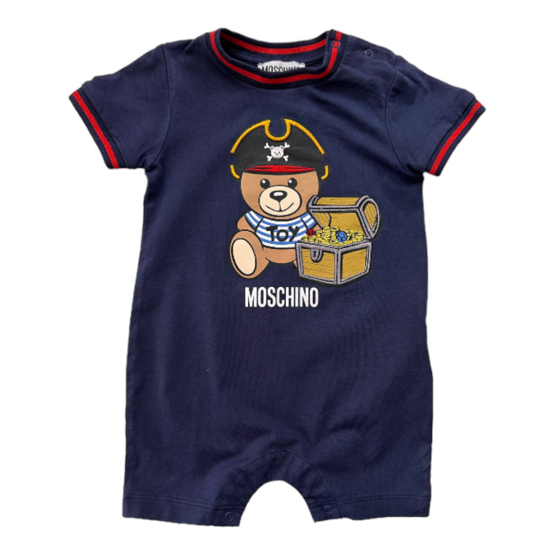 MOSCHINO - Combinaison bleu marine avec imprimés - 6 mois