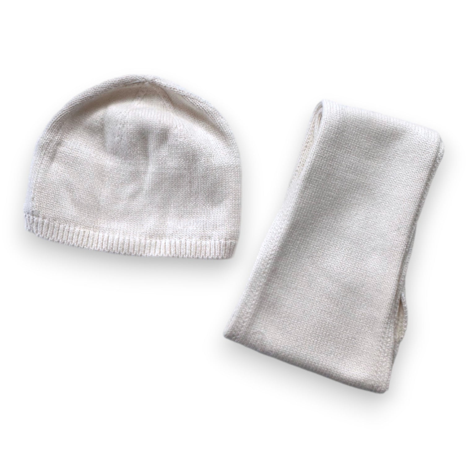 RALPH LAUREN - Ensemble bonnet et écharpe blanc neuf - 2 ans