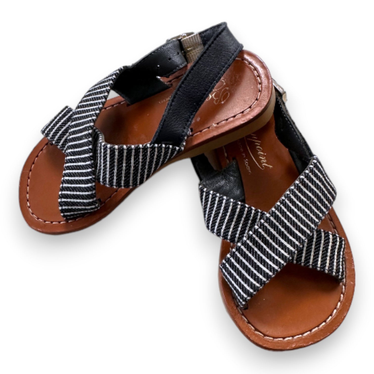 BONPOINT - sandales noires et blanches à rayures - 24