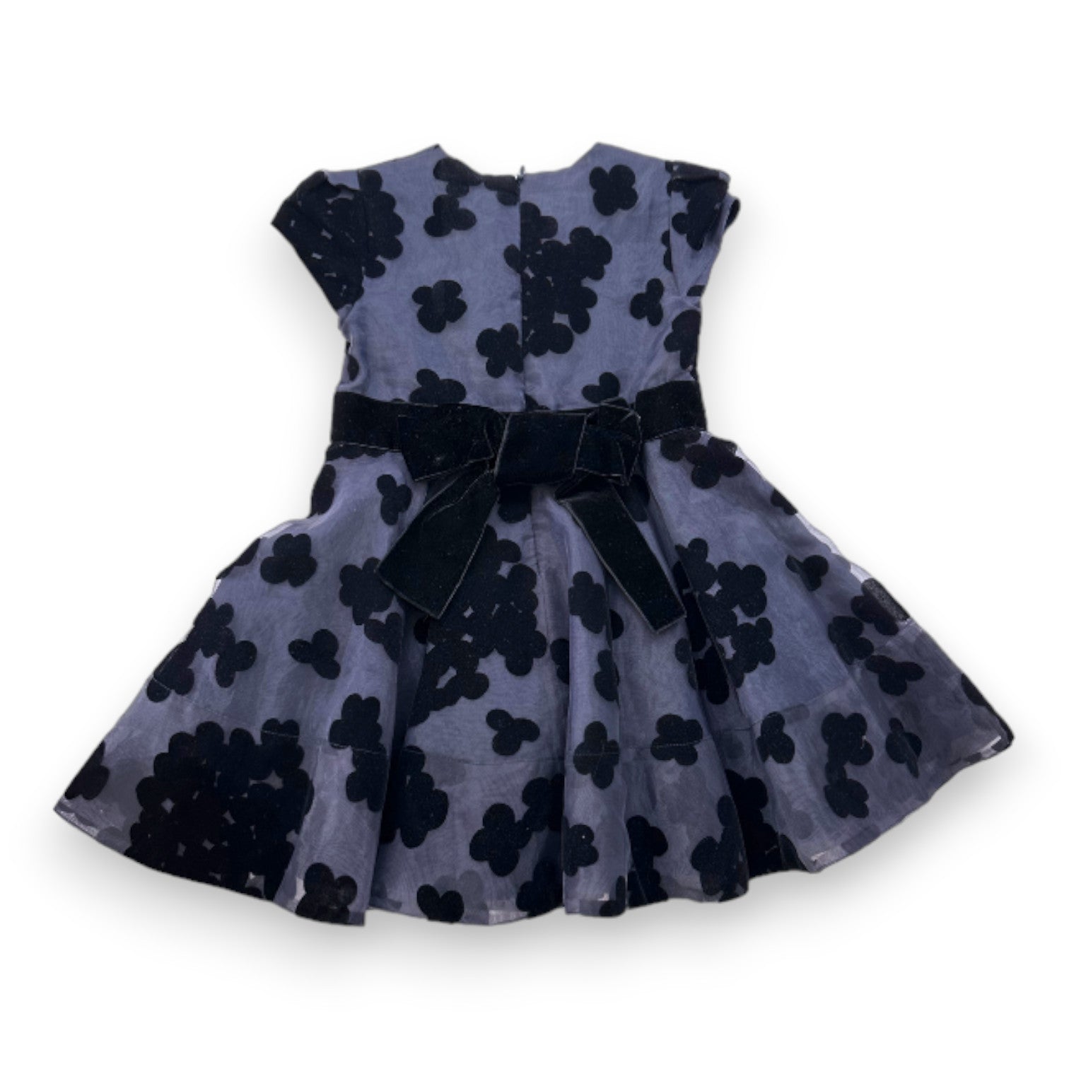 TARTINE ET CHOCOLAT - Robe bleu marine motifs velours - 4 ans