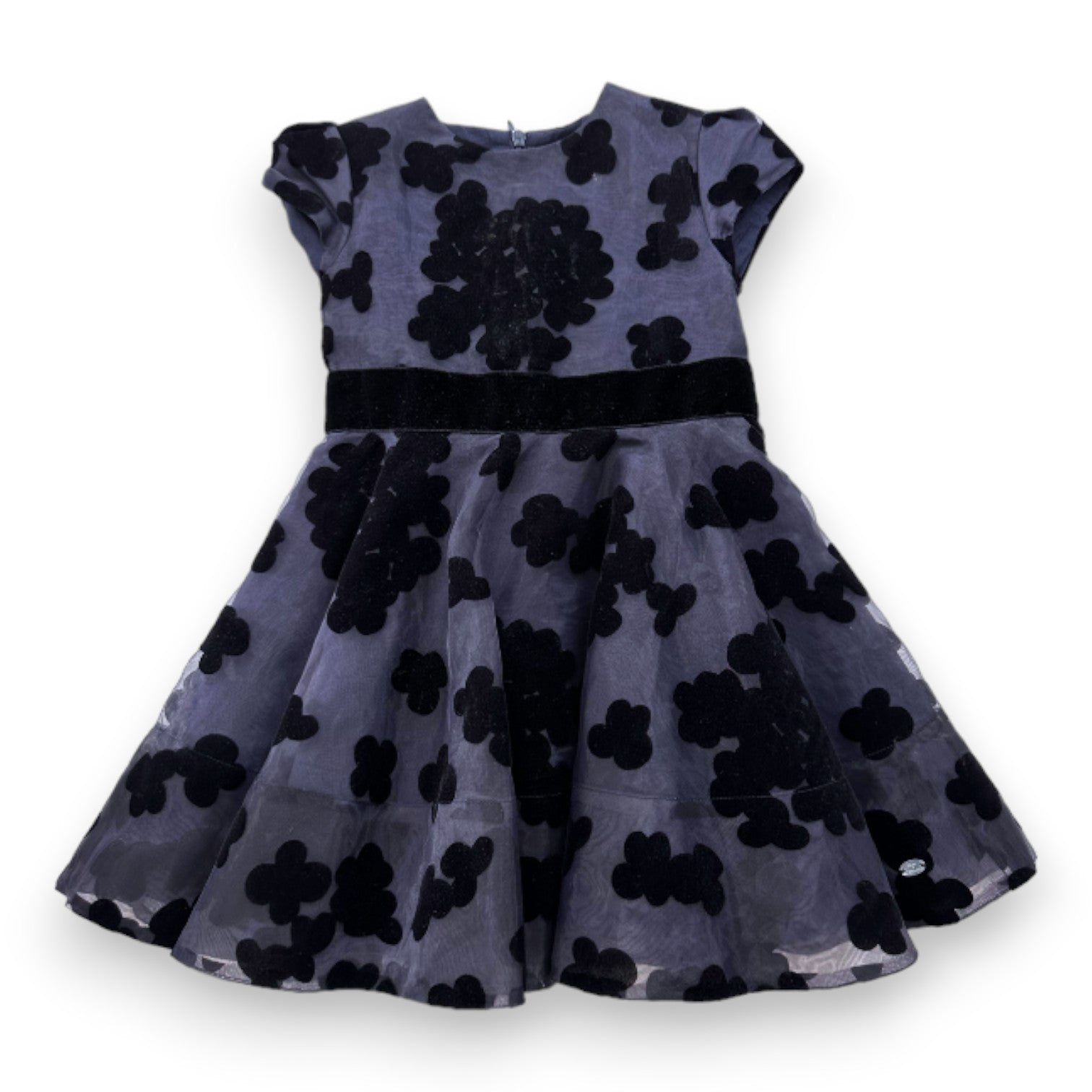 TARTINE ET CHOCOLAT - Robe bleu marine motifs velours - 4 ans