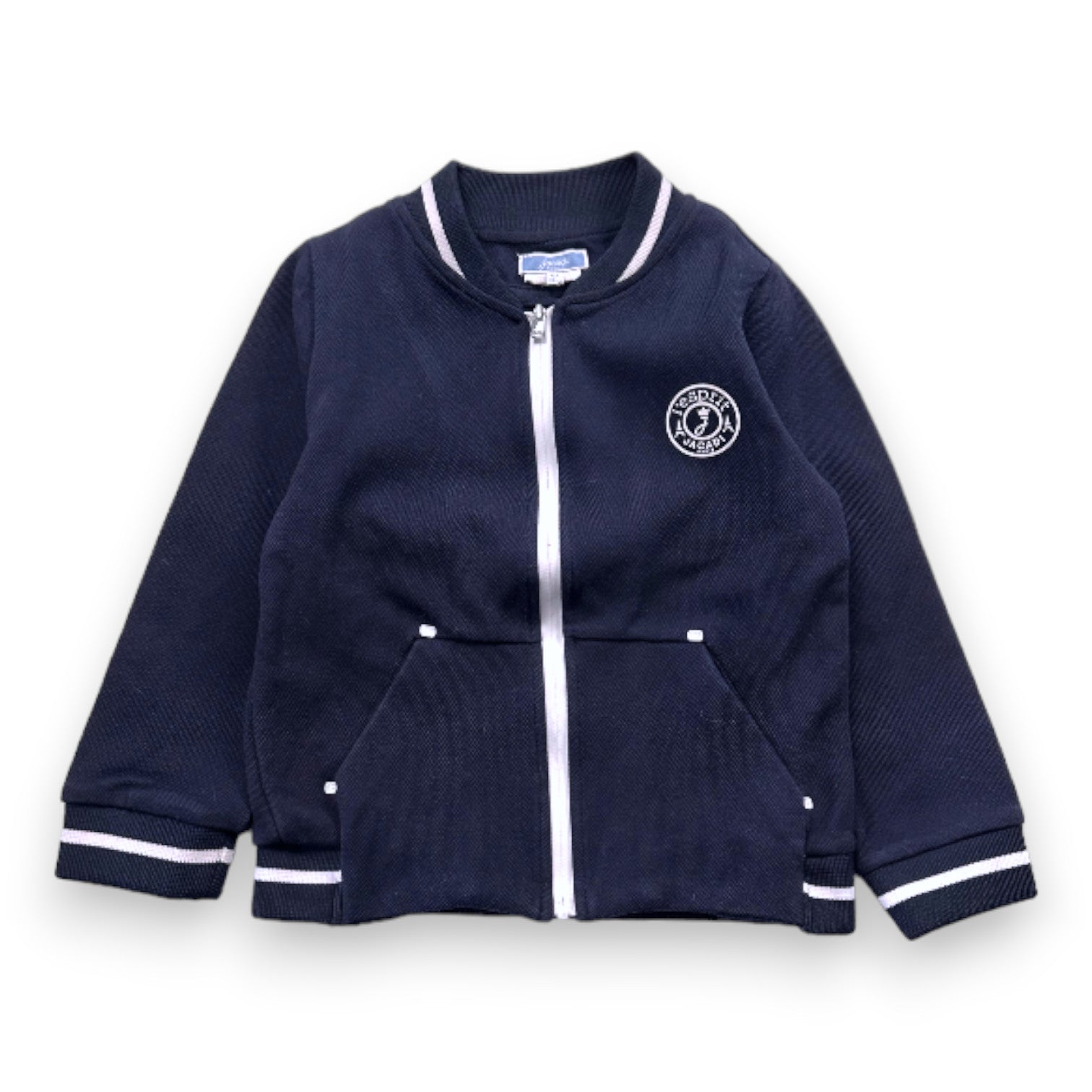 JACADI - Gilet bleu marine et blanc - 6 ans