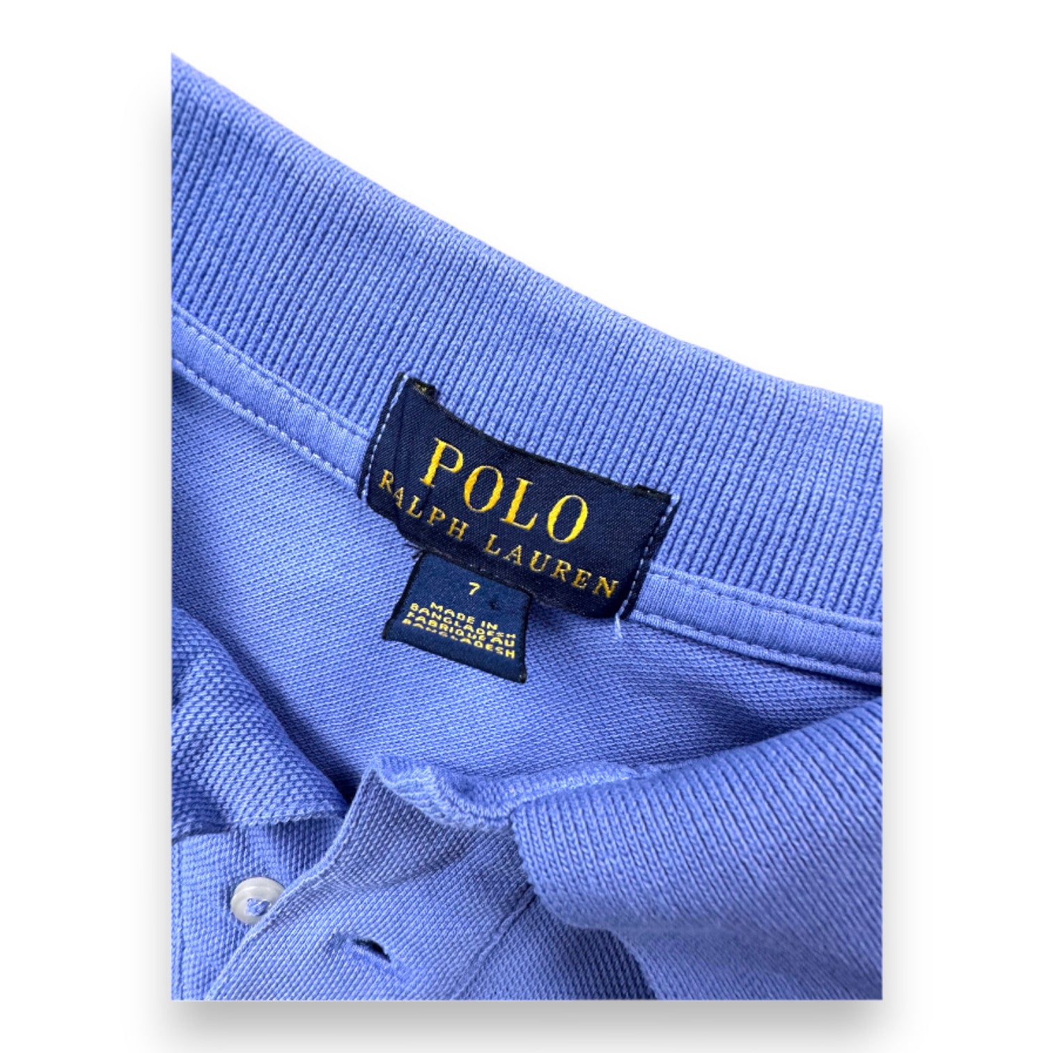 RALPH LAUREN - Polo bleu à manches courtes - 7 ans