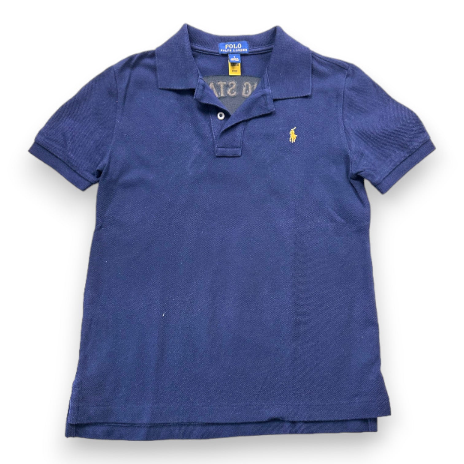 RALPH LAUREN - Polo à manches courtes bleu marine avec broderies - 7 ans