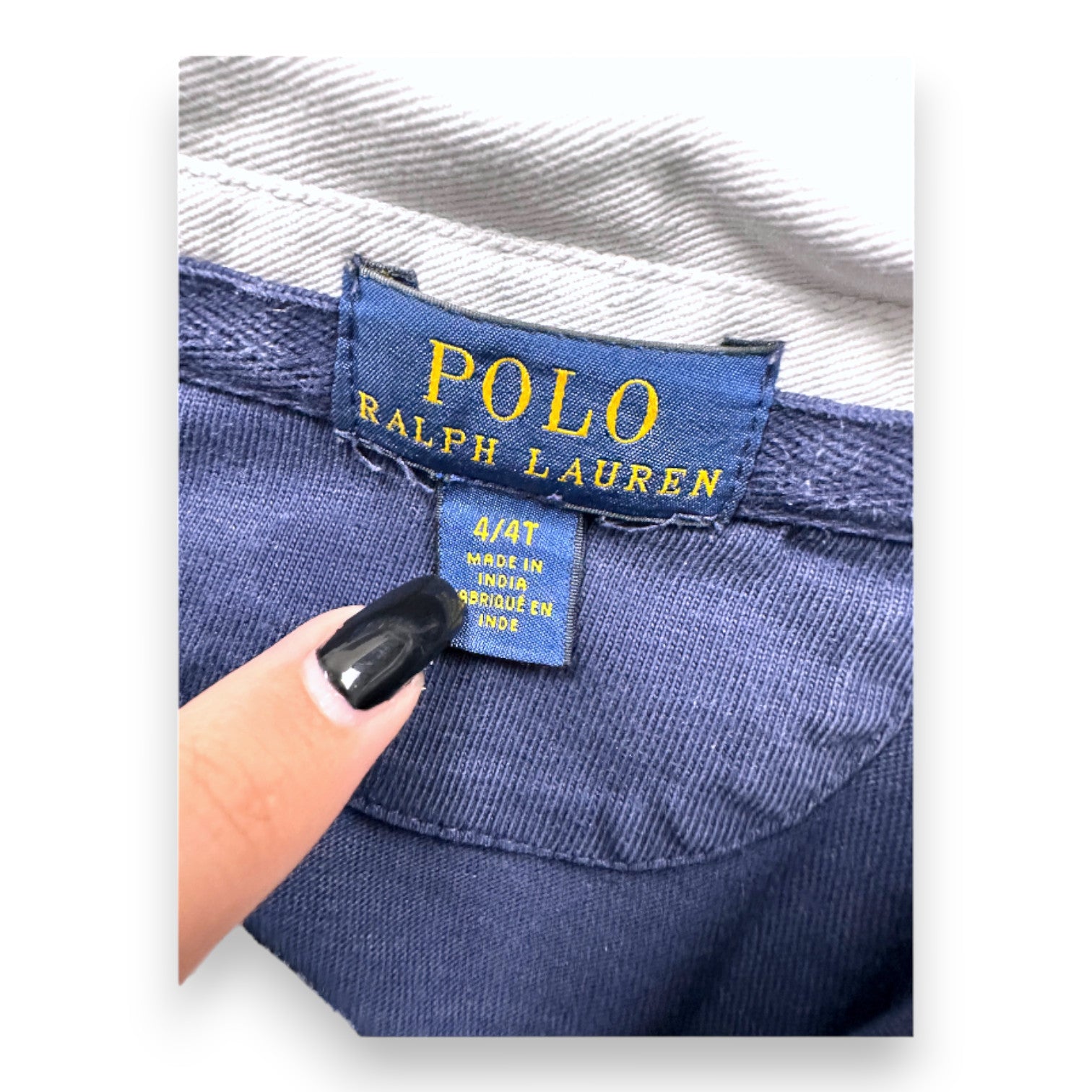 RALPH LAUREN - Polo à manches longues bleu marines avec broderies - 4 ans