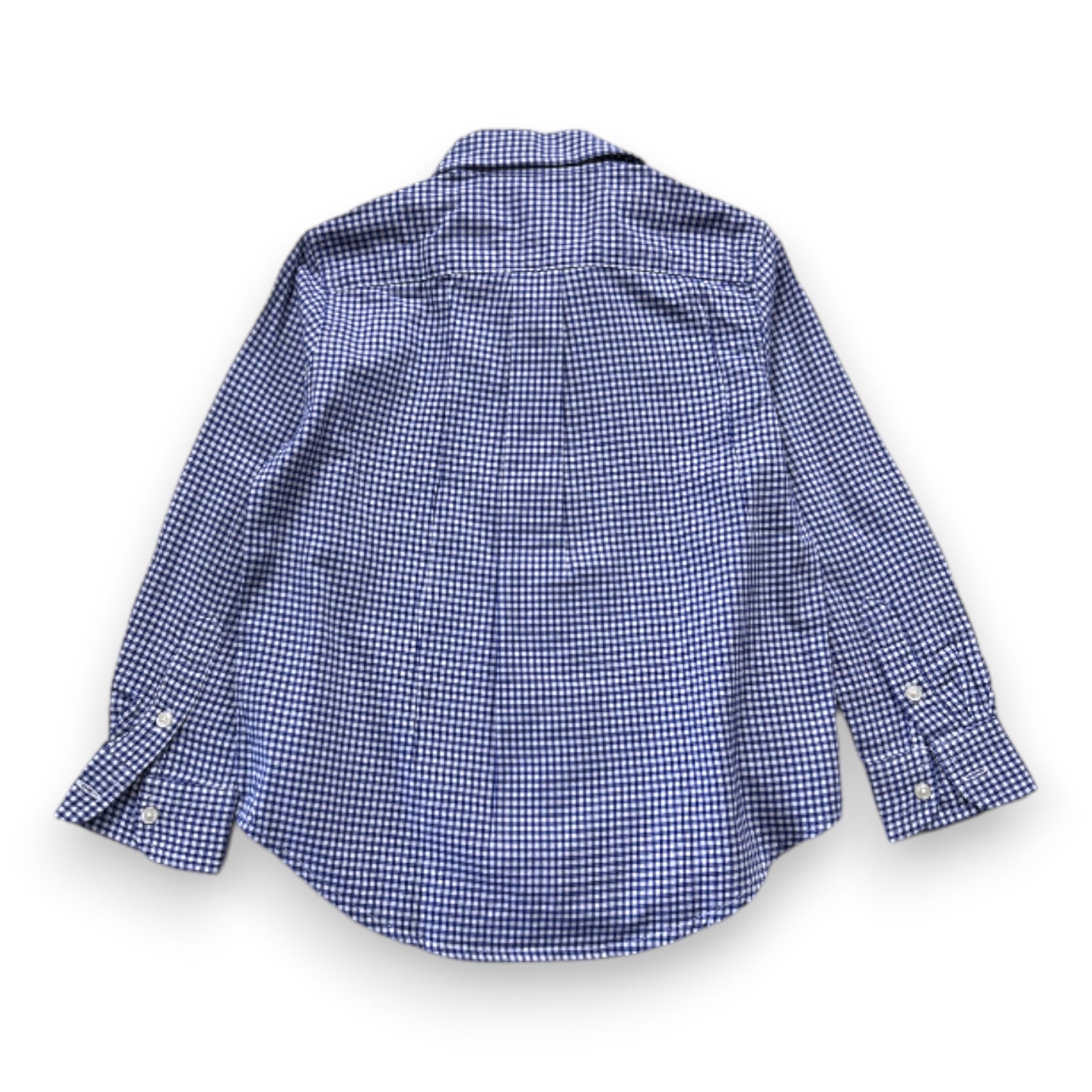 RALPH LAUREN - Chemise à carreaux blanche et bleue - 4 ans