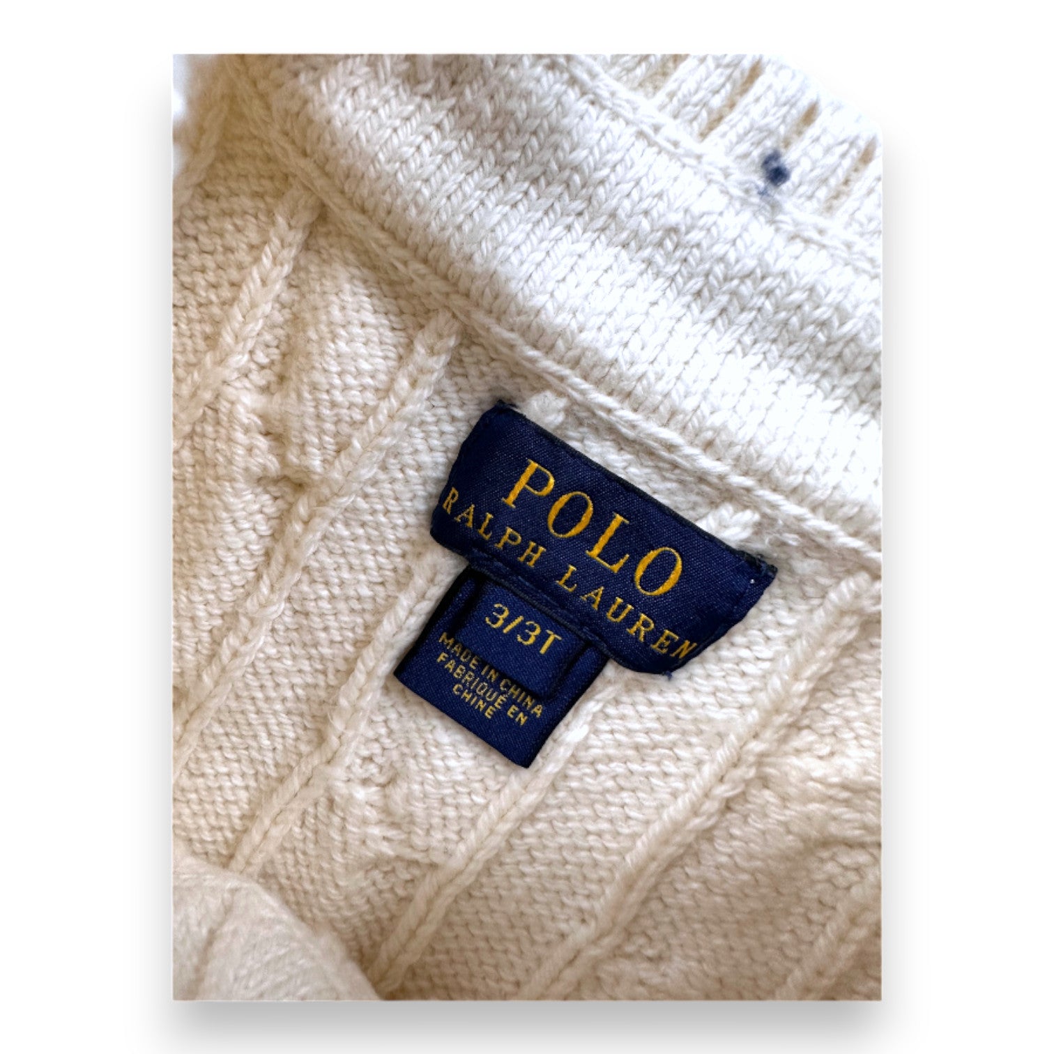 RALPH LAUREN - Pull sans manches blanc avec détails bleus et jaunes - 3 ans