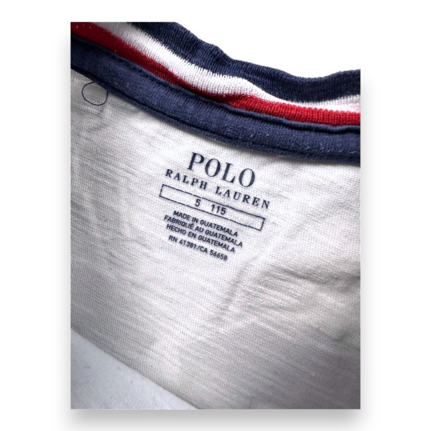 RALPH LAUREN - T-shirt à manches longues bleu et blanc avec imprimés - 5 ans