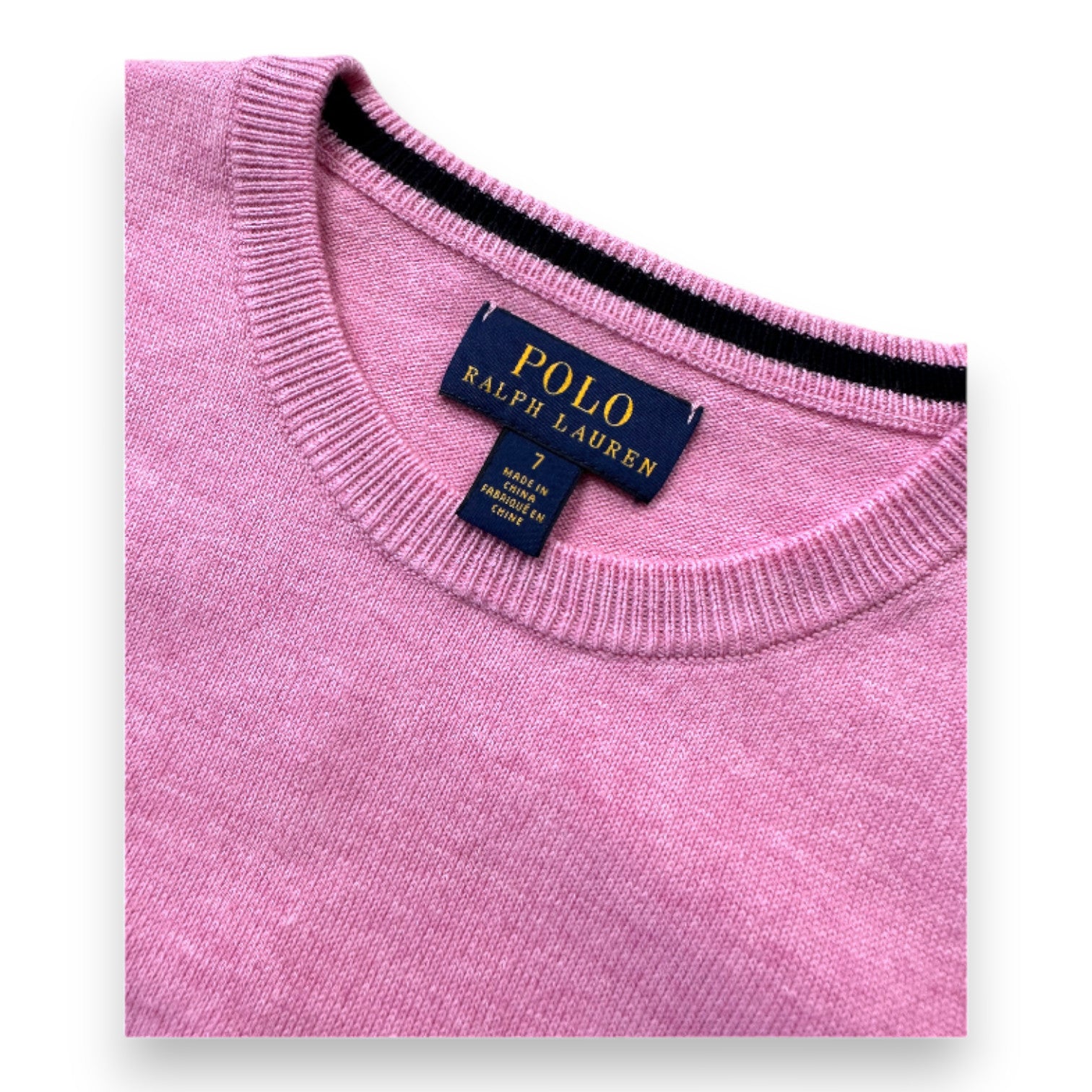 RALPH LAUREN - Pull rose à manches longues - 7 ans