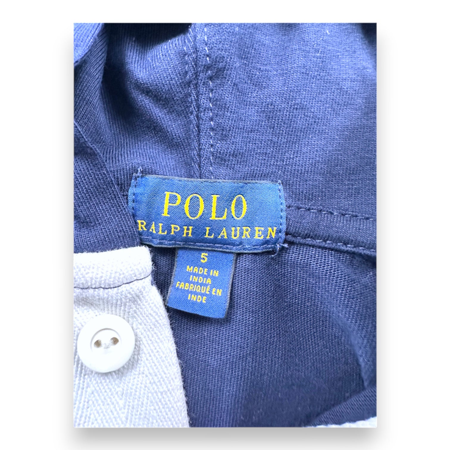 RALPH LAUREN - Polo bleu et rouge avec broderies à manches longues avec capuche - 5 ans