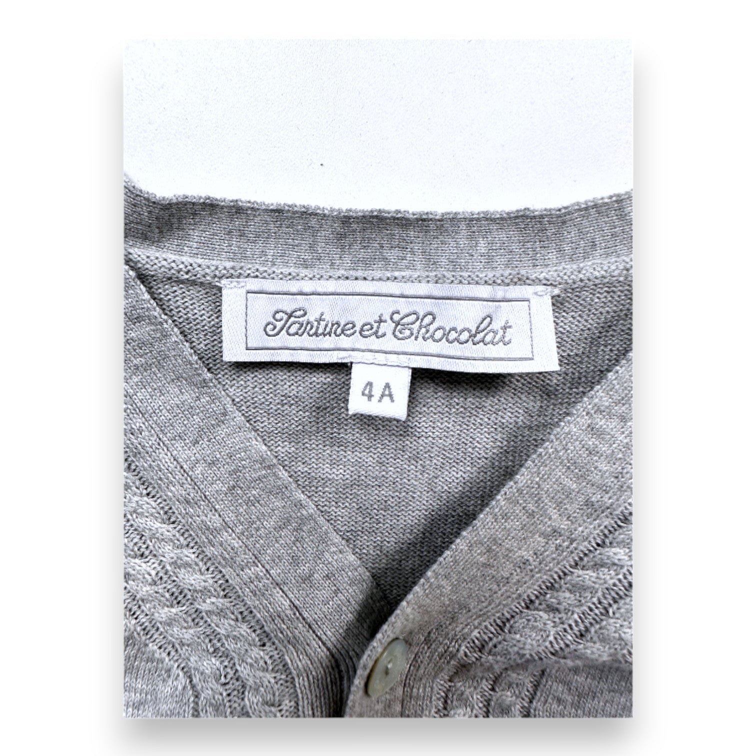 TARTINE & CHOCOLAT - Cardigan gris avec détails - 4 ans