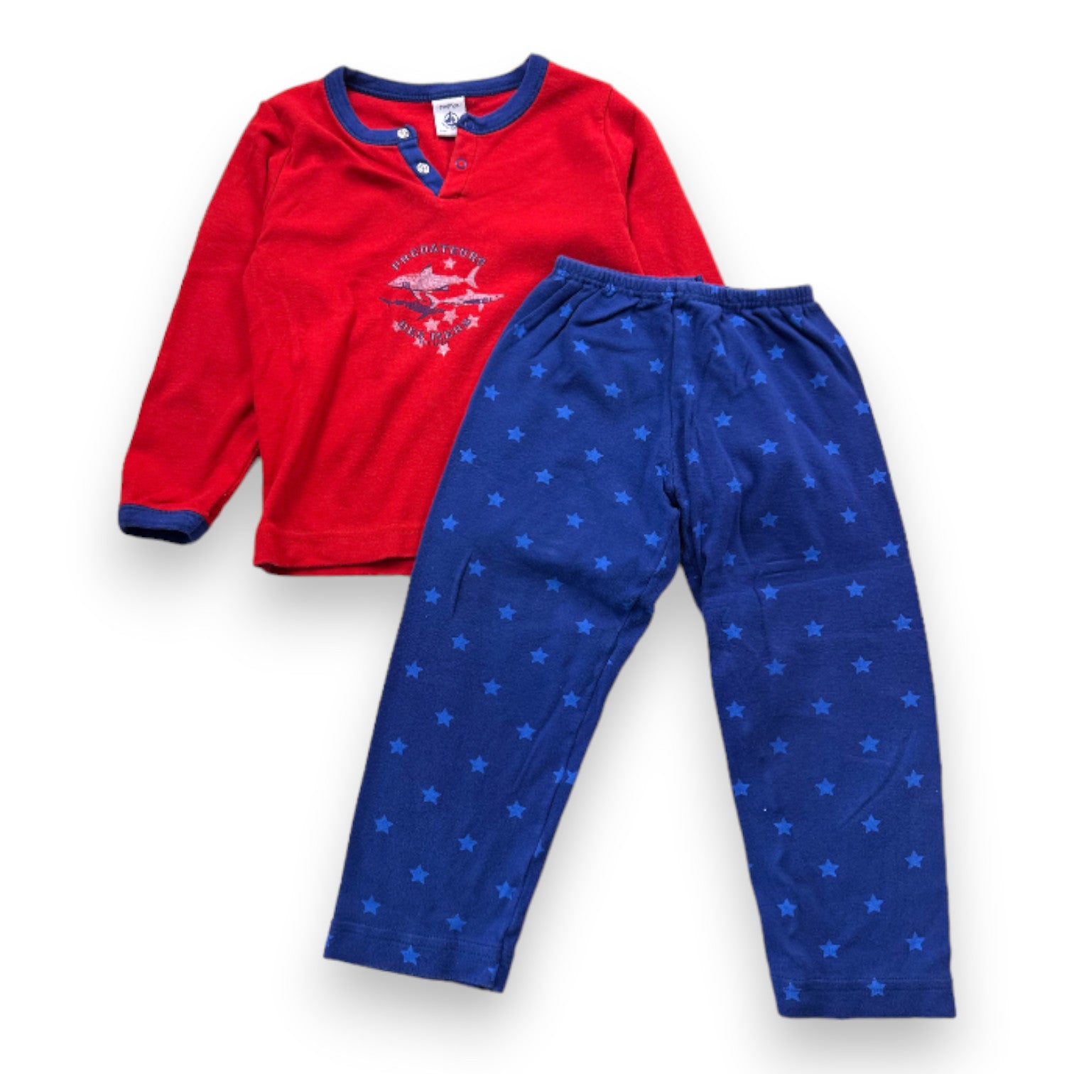 PETIT BATEAU - Ensemble de pyjama rouge et bleu - 3 ans