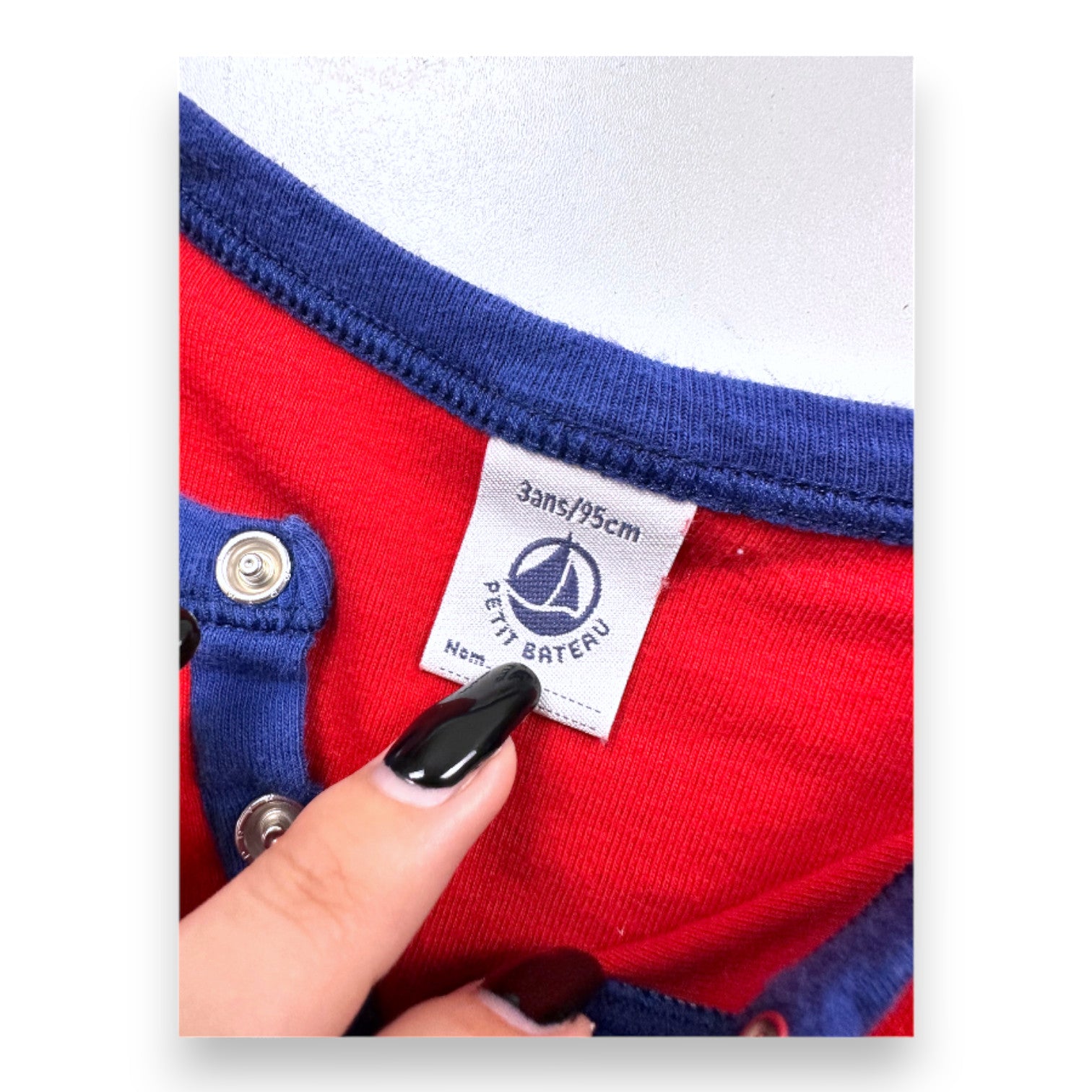 PETIT BATEAU - Ensemble de pyjama rouge et bleu - 3 ans