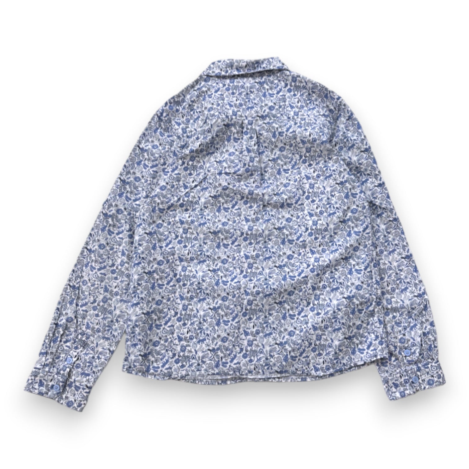 PETIT BATEAU - Chemise blanche à fleurs bleues - 12 ans