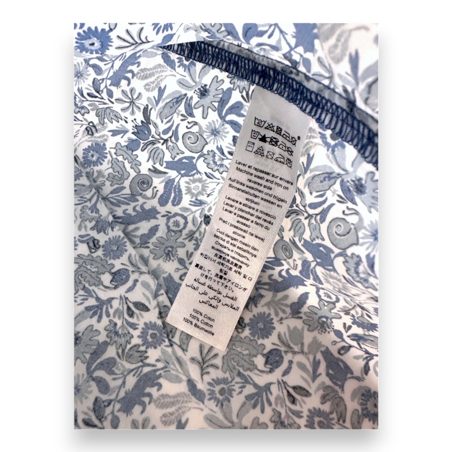 PETIT BATEAU - Chemise blanche à fleurs bleues - 12 ans